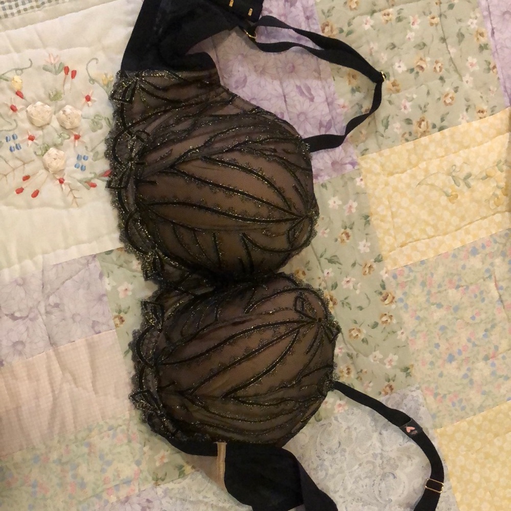 Victoria's Secret Black Sheer Embroidered Underwire Bra